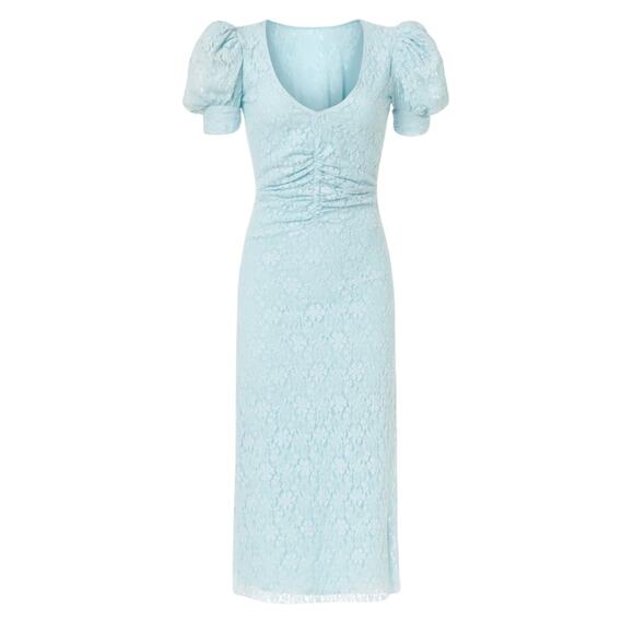 ROTATE Birger Christensen Lace Puff Sleeve Dress in Blue, Size US 2 - Picture 1 of 10